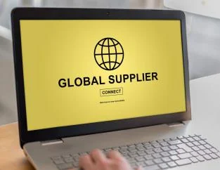 A laptop showing a global supplier search